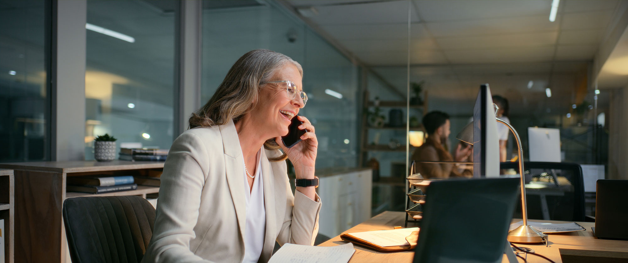A person on the phone